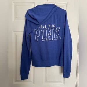 PINK Victoria's Secret Blue Zip-Up Hoodie size small
